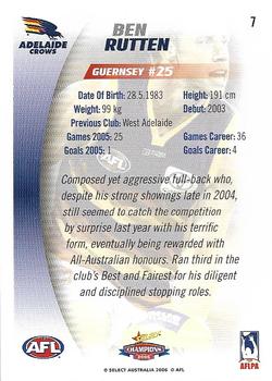 2006 Select AFL Champions #7 Ben Rutten Back